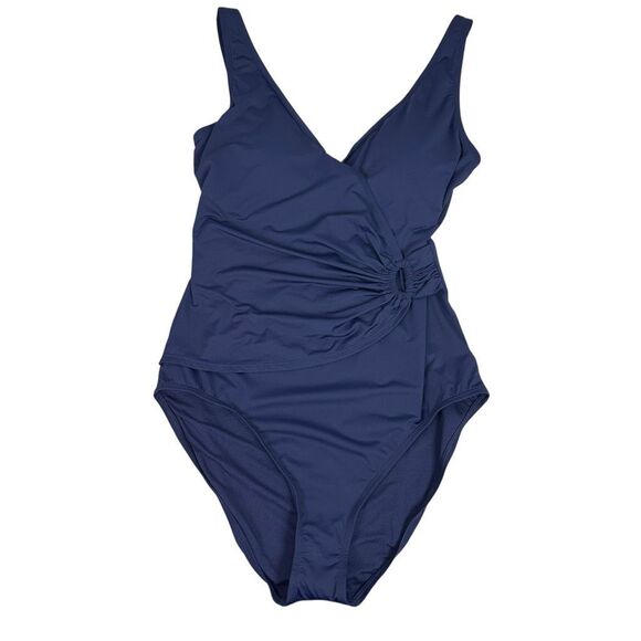 Tommy Bahama Women’s Size 16 Pearl Clara Wrap One-Piece Swimsuit Dark Blue NWOT - Picture 3 of 10